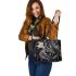 Sad dragon with dream catcher leather tote bag