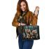 Scottish cats and dream catcher leather tote bag