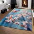 Serene butterfly on cherry blossom branch1 area rugs carpet