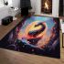 Serene dragon on rocky cliff area rugs carpet