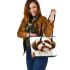 Shih tzu dog clipart illustration leather tote bag