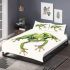 Simple cute cartoon drawing of green frog jumping bedding set