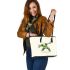 Simple cute green frog jumping leaather tote bag