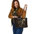 Skeleton king dancing with dream catcher leather tote bag