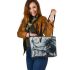 Skeleton king dancing with dream catcher leather tote bag