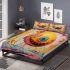 Smiling yellow sphere in whimsical environment bedding set