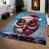 Snow owl in santa hat area rugs carpet