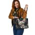 Sphynx cats and dream catcher leather tote bag