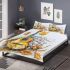 Spider and music notes and electric guitar with yellow bedding set