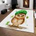 St patricks day cute baby owl with beret area rugs carpet