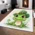 St patrick's day cute cartoon frog wearing leprechaun hat area rugs carpet