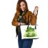 St patrick's day cute frog cartoon vector with leaather tote bag