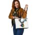 Stag design in the style of white background leather totee bag