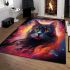 Starry-eyed cat in celestial embrace area rugs carpet