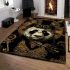 Steampunk panda with top hat and monocle holding area rugs carpet