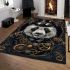 Steampunk panda with top hat and monocle holding golden gears area rugs carpet