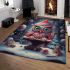 Striped owl in snowy scene area rugs carpet