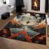 Surreal celestial pyramid floating spheres and night sky area rugs carpet