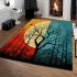 Surreal sunset trees and birds area rugs carpet