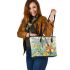 The Dragonfly with violins and music notes in spring Leather Tote Bag