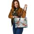 The Dragonfly with violins and music notes in winter Leather Tote Bag