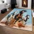 Three horses galloping in the wind area rugs carpet