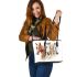 Three horses in watercolor style leather tote bag