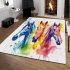 Three horses watercolor style area rugs carpet