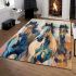 Three wild horses run side by side area rugs carpet