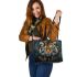 Tiger smile with dream catcher leather tote bag