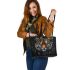 Tiger smile with dream catcher leather tote bag