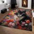 Tranquil cat among the blossoms area rugs carpet