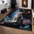 Tranquil cat amongst colorful gems area rugs carpet