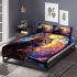 Tranquil cat by the stained glass window bedding set