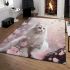 Tranquil cat in cherry blossoms area rugs carpet