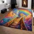 Tranquil cat on the rainbow bridge area rugs carpet