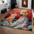 Tranquil fishing moment with girl and fish in nature area rugs carpet