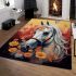 Tranquil horse in flower field area rugs carpet