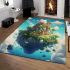 Tranquil island retreat with majestic cat area rugs carpet