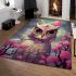 Tranquil owl amidst cherry blossoms area rugs carpet