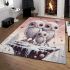 Tranquil owl family on snow area rugs carpet