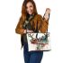 Trash polka style deer portrait leather totee bag