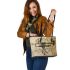 Trumpet and music notes and dream catcher leather tote bag