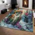 Two cute beautiful colorful owls with flowers on their heads area rugs carpet