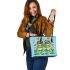 Two cute cartoon frogs in love leaather tote bag