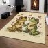 Two cute cartoon frogs in love area rugs carpet