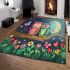 Two cute cartoon owls in love area rugs carpet