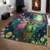 Two cute cartoon owls sitting on an old tree trunk area rugs carpet