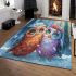 Two cute owls in love beautiful snow forest area rugs carpet