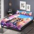Two cute owls in love colorful butterflies flying bedding set